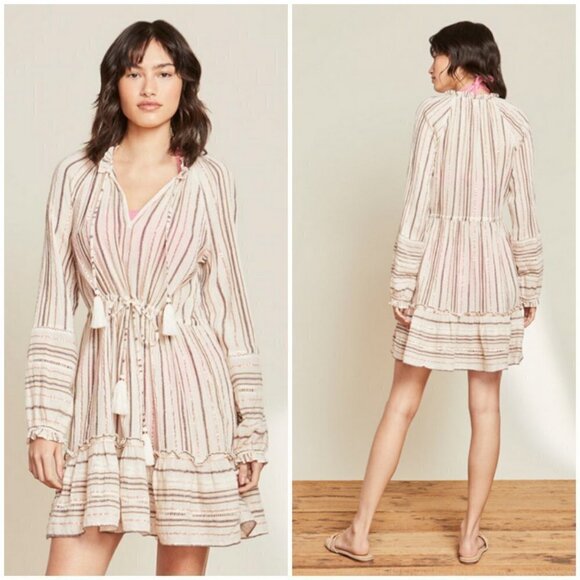 💕VERONICA BEARD💕 Danica Metallic Dress ~ Natural Multi-Color XS NWT - Picture 5 of 16